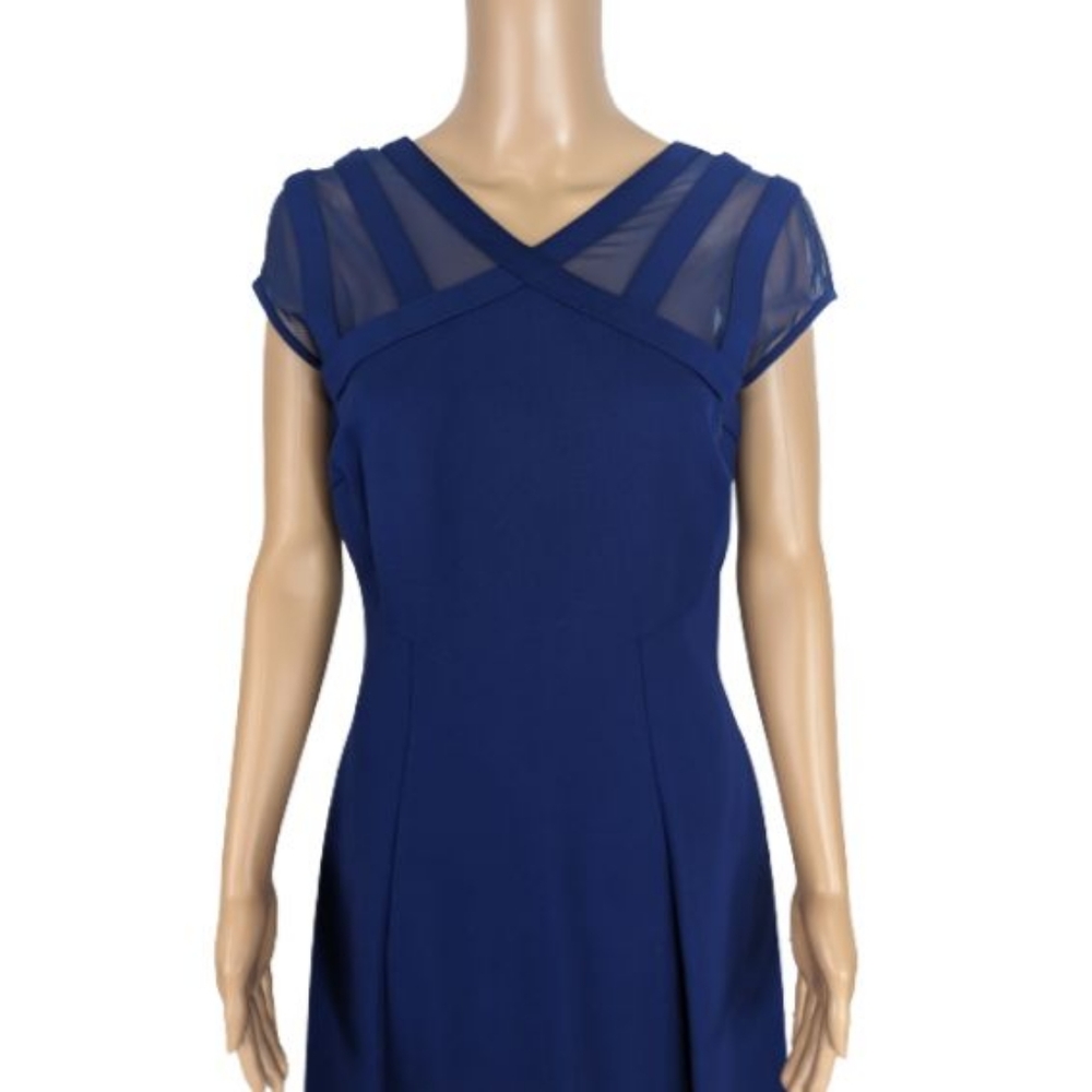 Catherine Malandrino Blue Mesh Detail Dress 8 - Picture 3 of 8